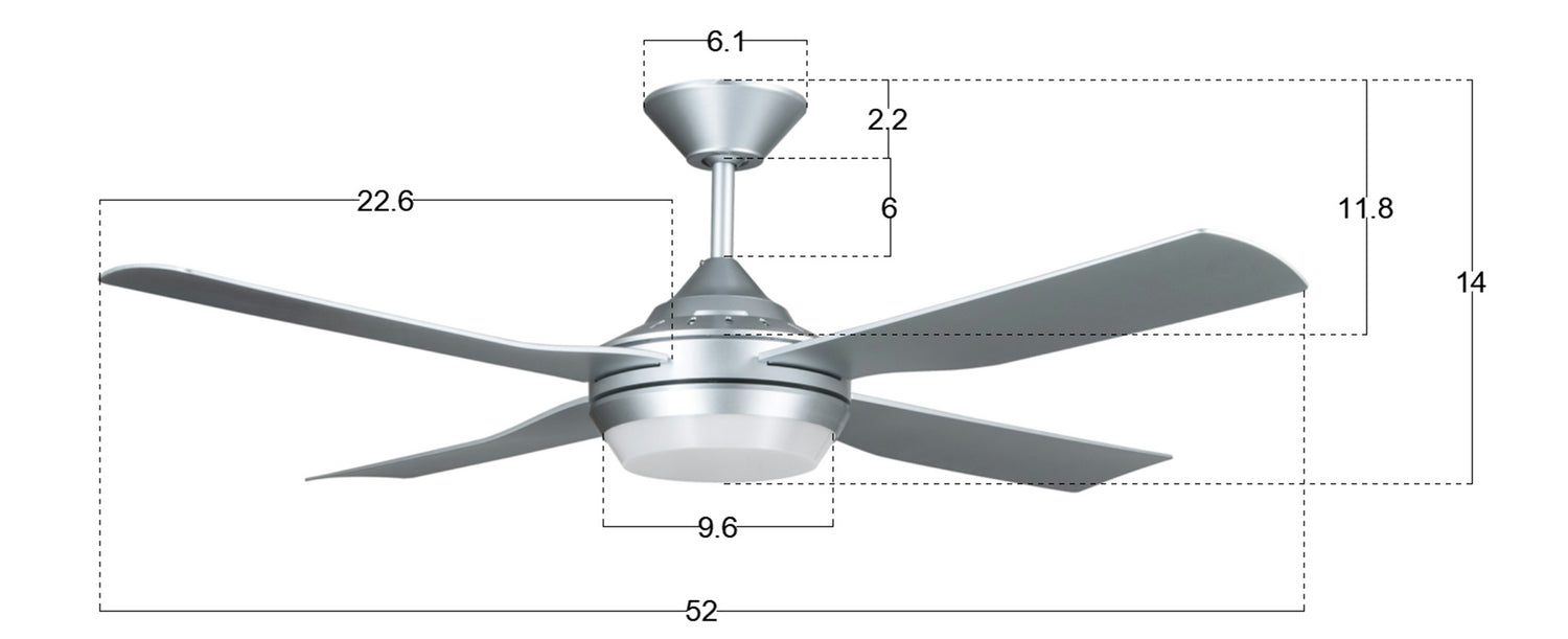 Beacon Lighting - 21289601 - 52"Ceiling Fan - Moonah - Silver