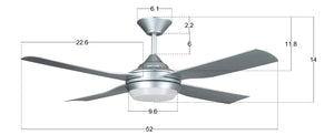 Beacon Lighting - 21289601 - 52"Ceiling Fan - Moonah - Silver