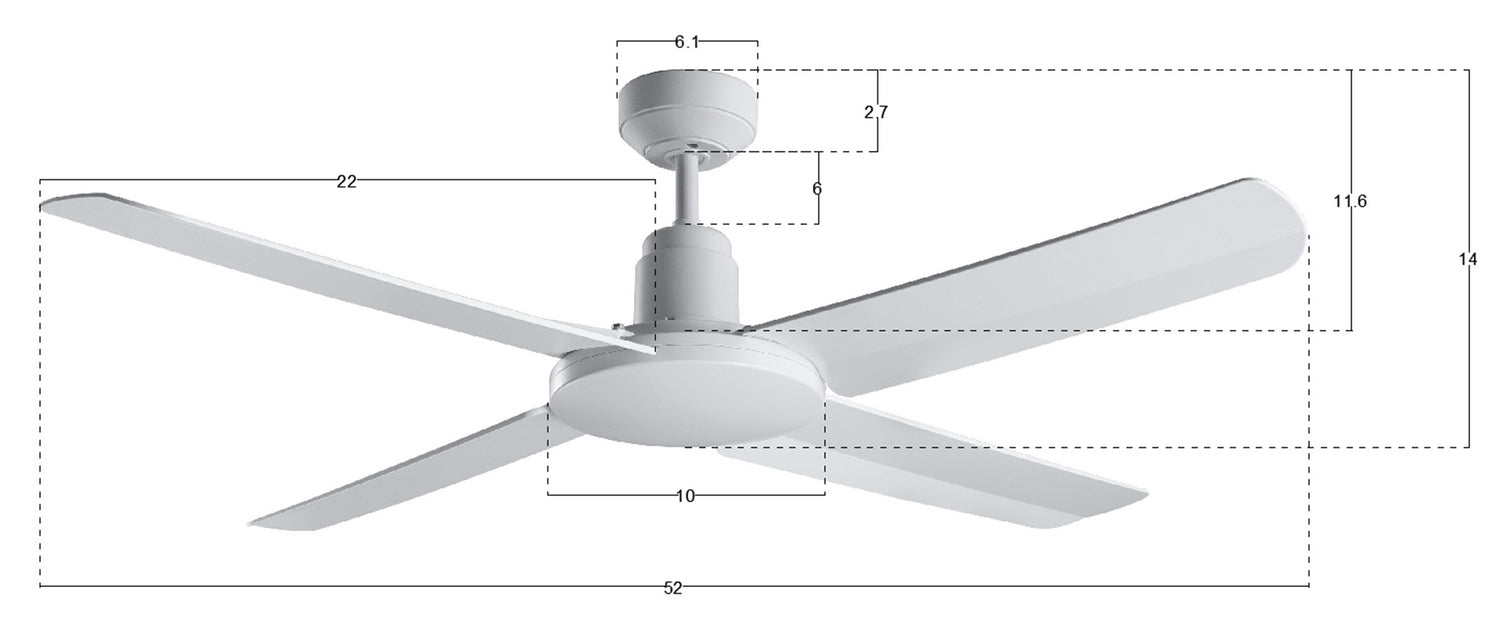 Beacon Lighting - 21302501 - 52``Ceiling Fan - Nautilus - White