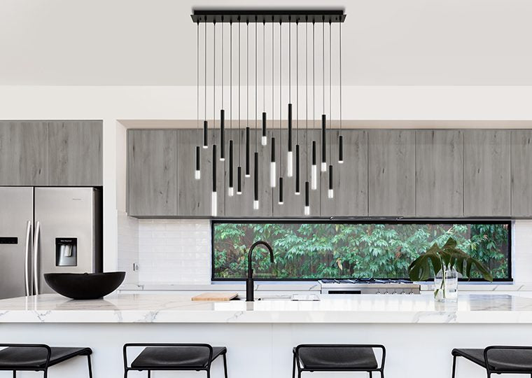 BlackJack Lighting - STL-38P-BL-27U-30K - LED Linear Pendant - Steelos - Matte Black