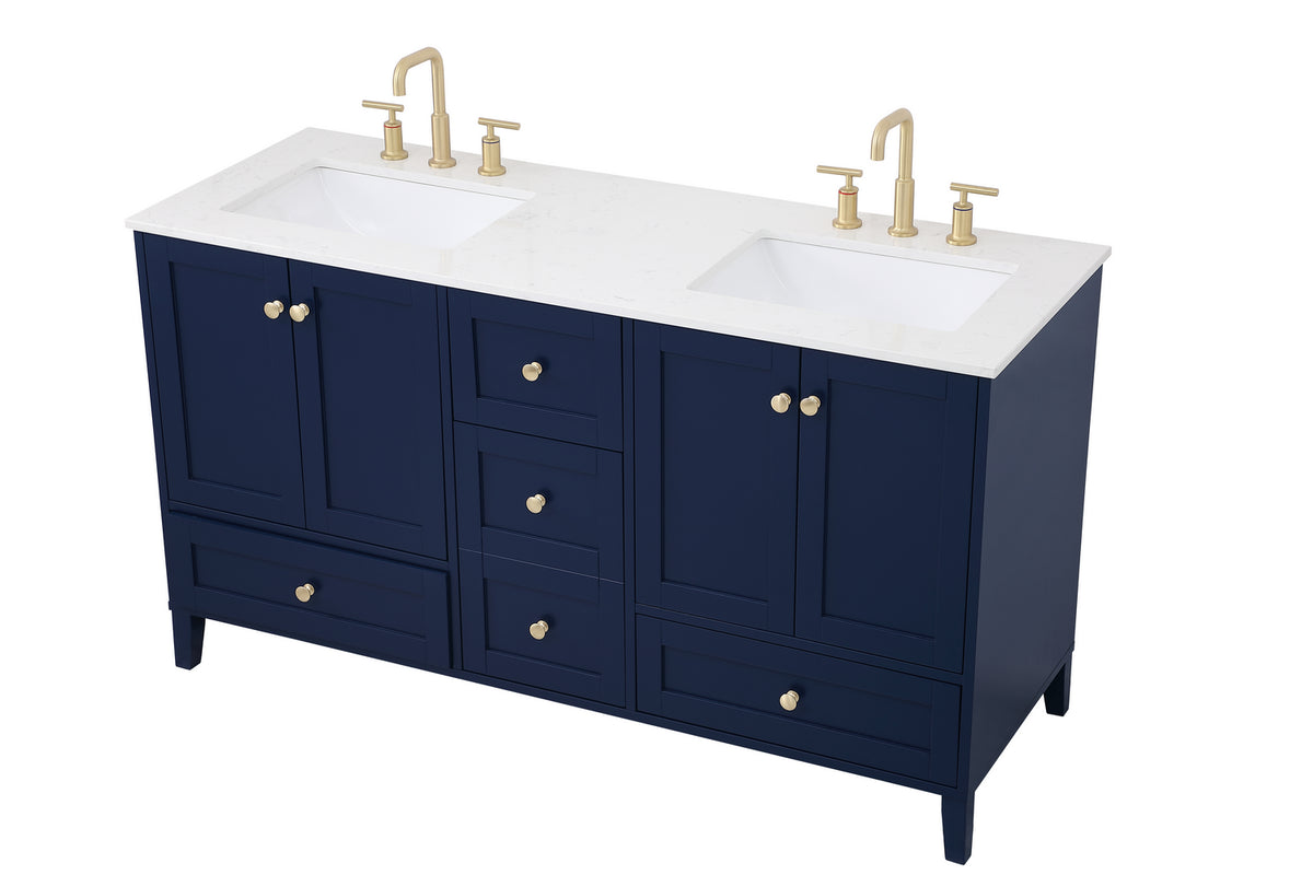 Elegant Lighting - VF18060DBL - Double Bathroom Vanity - Sommerville - Blue