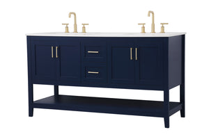 Elegant Lighting - VF16060DBL - Double Bathroom Vanity - Aubrey - Blue