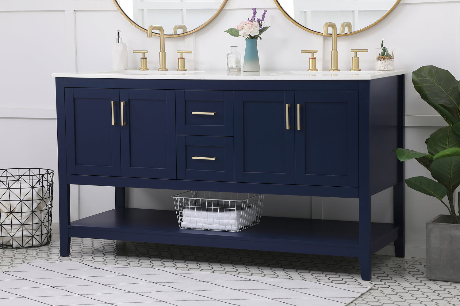 Elegant Lighting - VF16060DBL - Double Bathroom Vanity - Aubrey - Blue