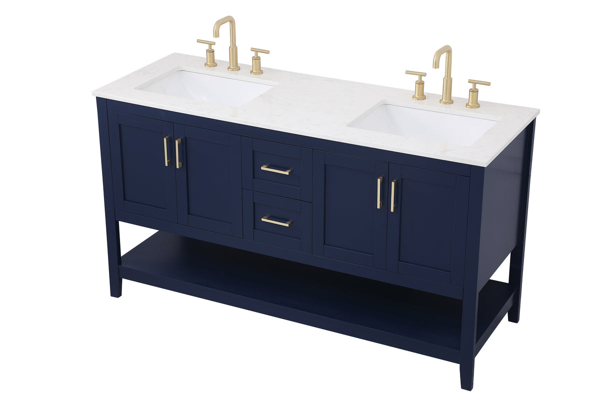 Elegant Lighting - VF16060DBL - Double Bathroom Vanity - Aubrey - Blue