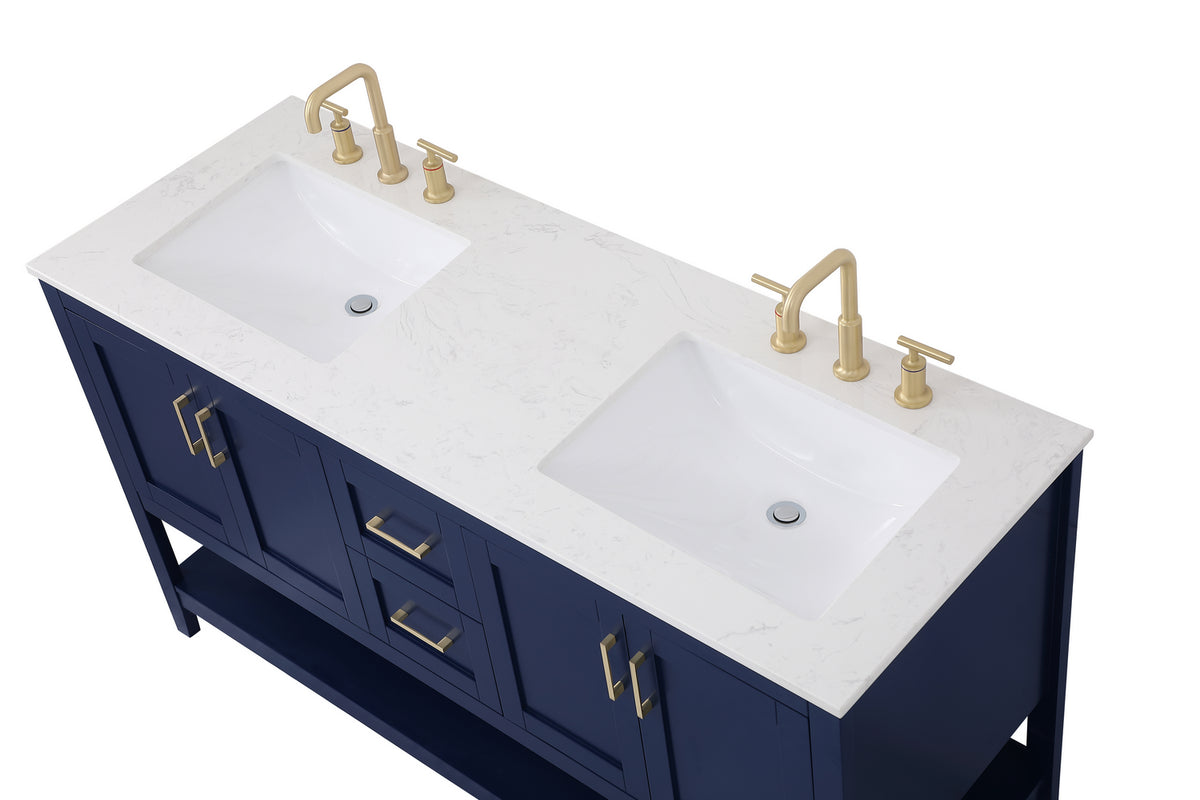 Elegant Lighting - VF16060DBL - Double Bathroom Vanity - Aubrey - Blue