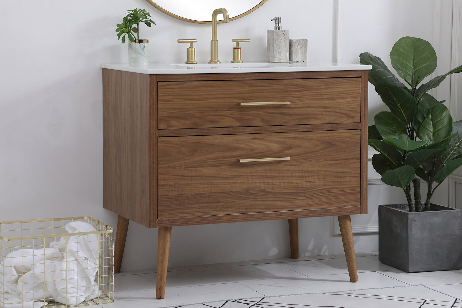 Elegant Lighting - VF41036WB - Bathroom Vanity Set - Boise - Walnut Brown