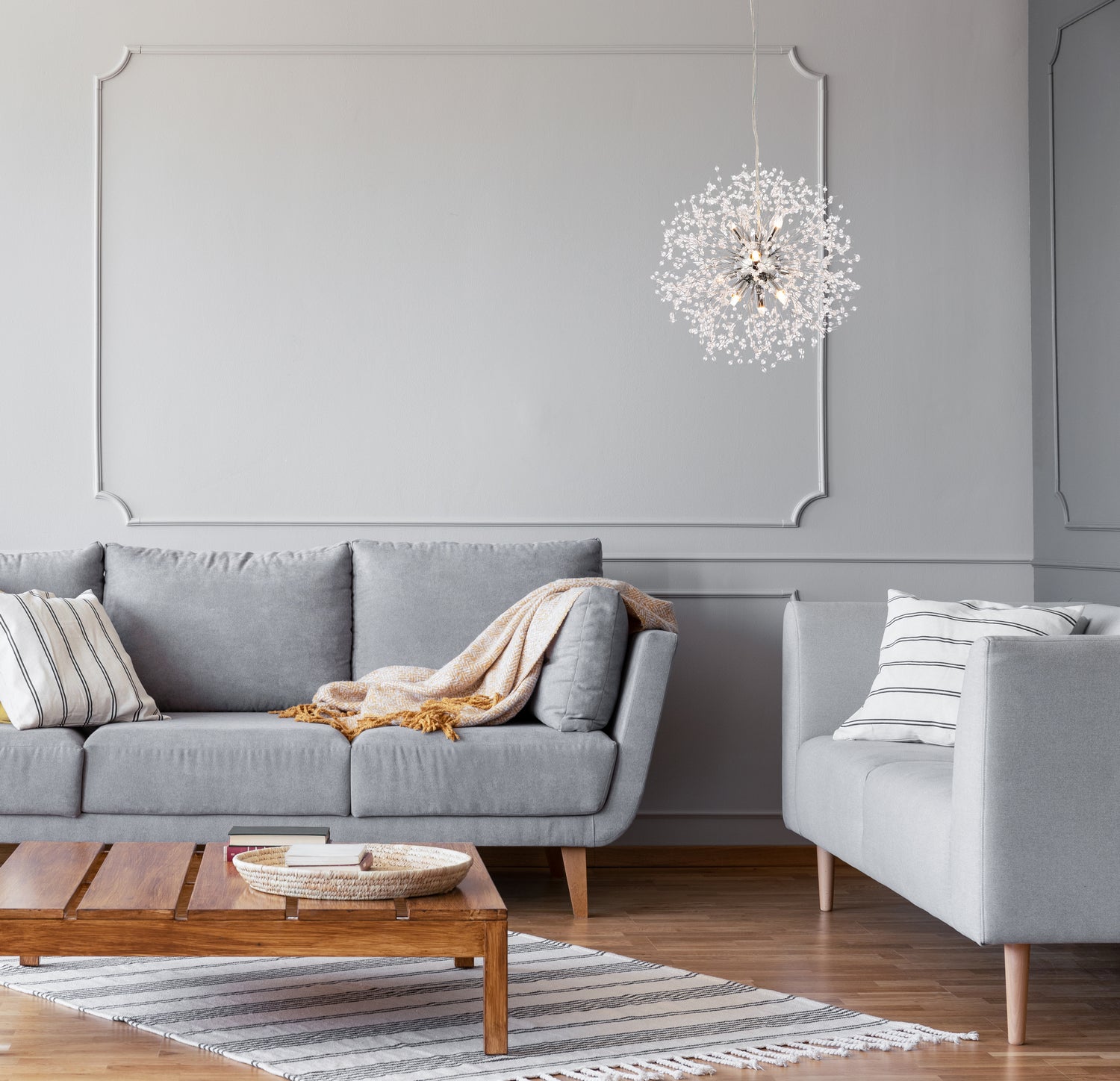 Elegant Lighting - 3507D18C - Nine Light Pendant - Solace - Chrome
