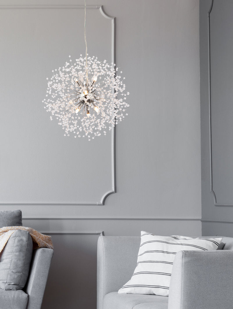 Elegant Lighting - 3507D18C - Nine Light Pendant - Solace - Chrome