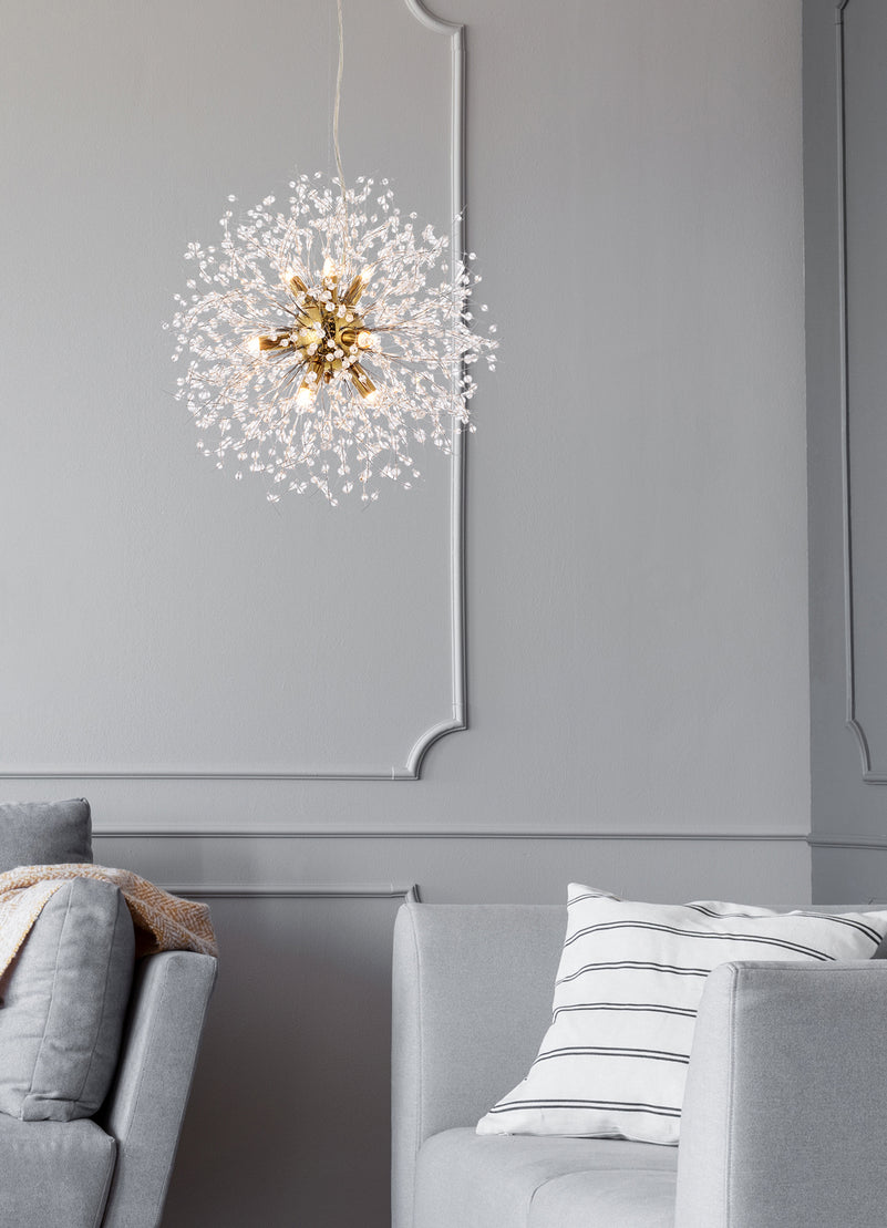 Elegant Lighting - 3507D18G - Nine Light Pendant - Solace - Gold