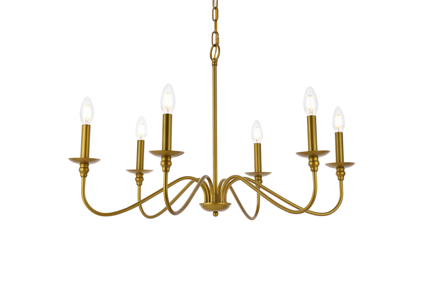 Elegant Lighting - LD5056D30BR - Six Light Chandelier - Rohan - Brass