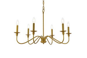 Elegant Lighting - LD5056D30BR - Six Light Chandelier - Rohan - Brass