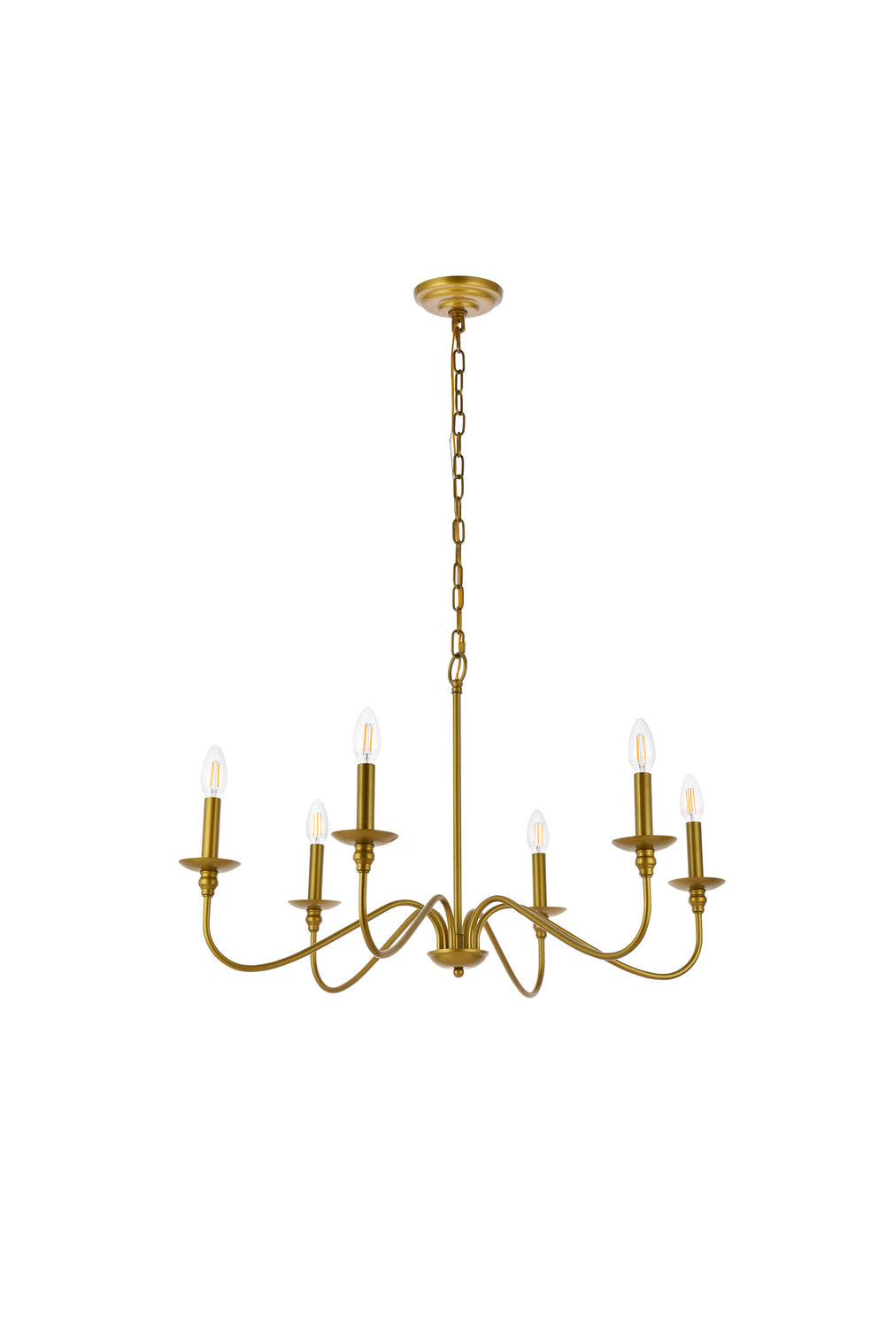 Elegant Lighting - LD5056D30BR - Six Light Chandelier - Rohan - Brass