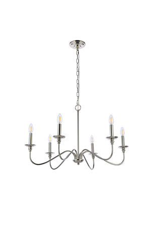 Elegant Lighting - LD5056D30PN - Six Light Chandelier - Rohan - Polished Nickel