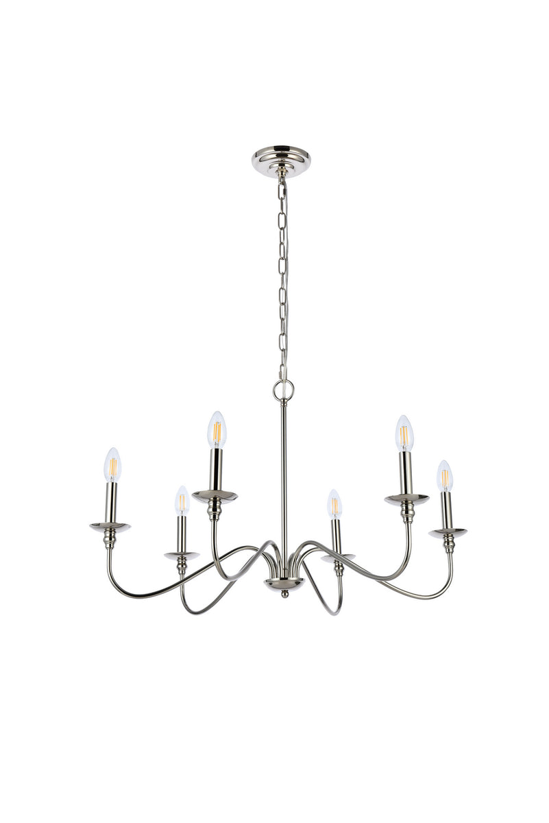 Elegant Lighting - LD5056D30PN - Six Light Chandelier - Rohan - Polished Nickel