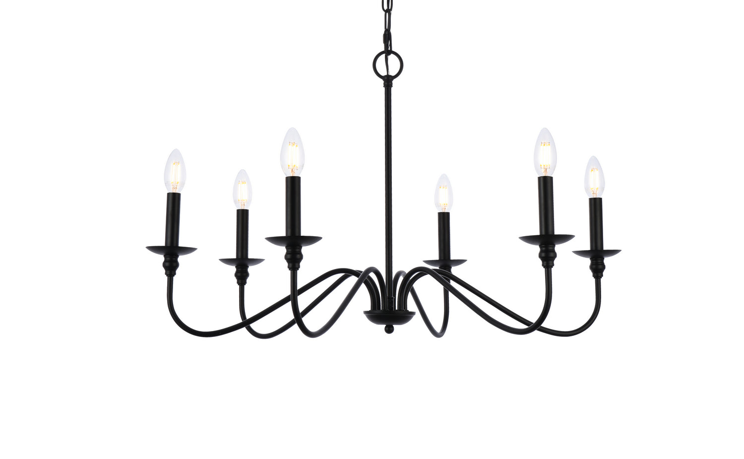 Elegant Lighting - LD5056D30MB - Six Light Chandelier - Rohan - Matte Black