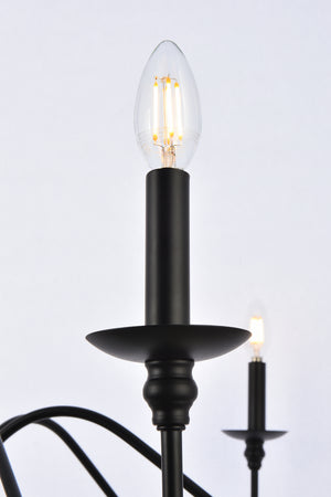 Elegant Lighting - LD5056D30MB - Six Light Chandelier - Rohan - Matte Black