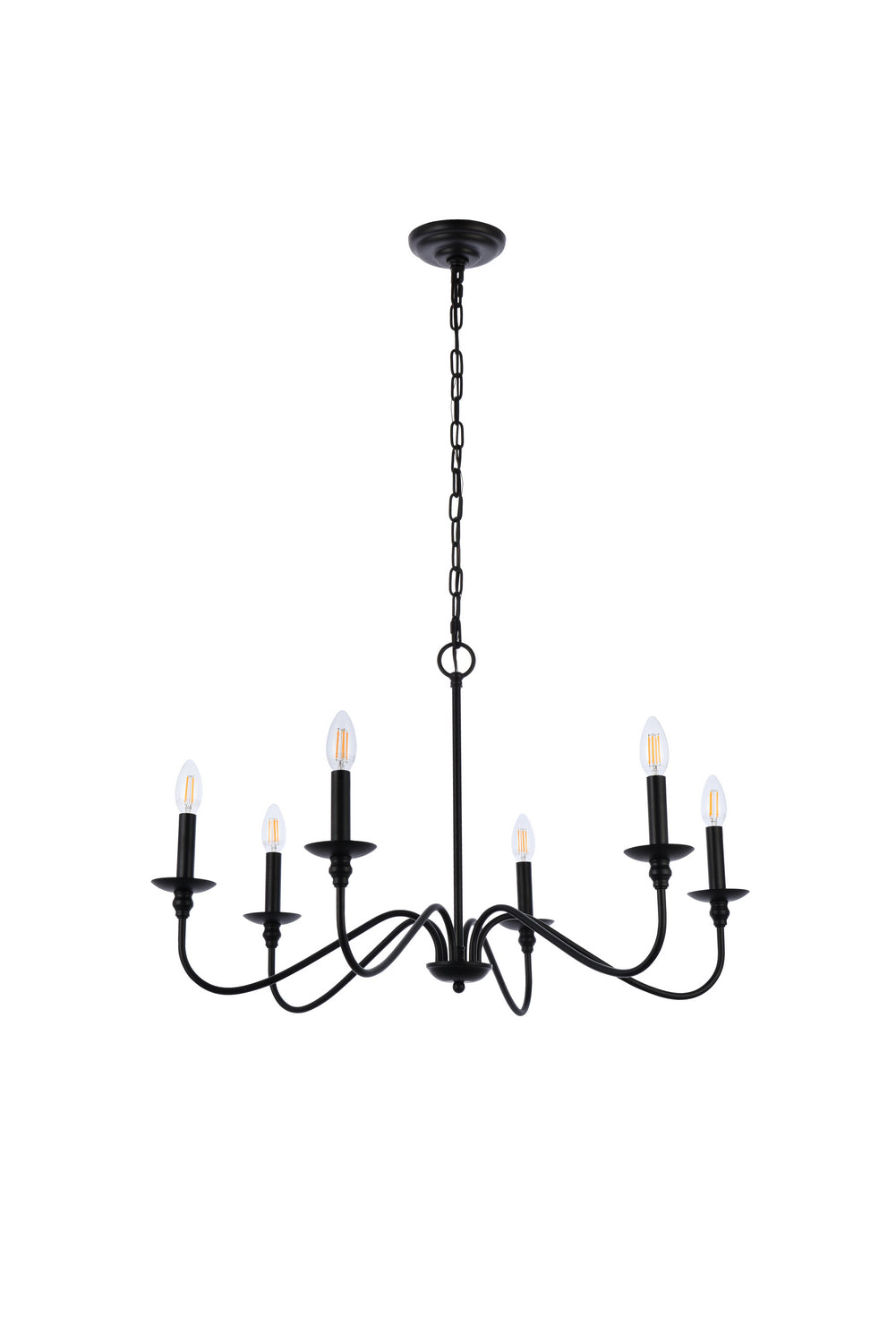 Elegant Lighting - LD5056D30MB - Six Light Chandelier - Rohan - Matte Black