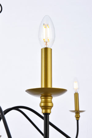 Elegant Lighting - LD5056D30BRB - Six Light Chandelier - Rohan - Brass And Black