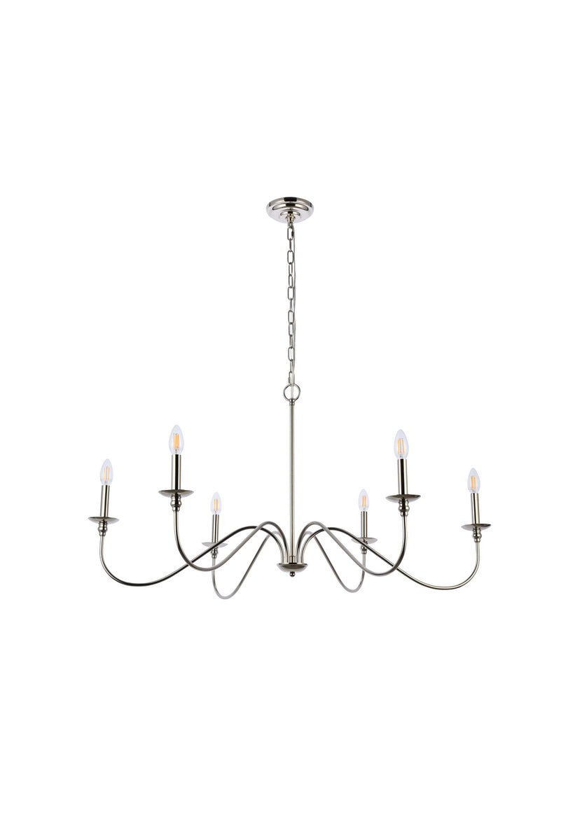 Elegant Lighting - LD5056D42PN - Six Light Chandelier - Rohan - Polished Nickel