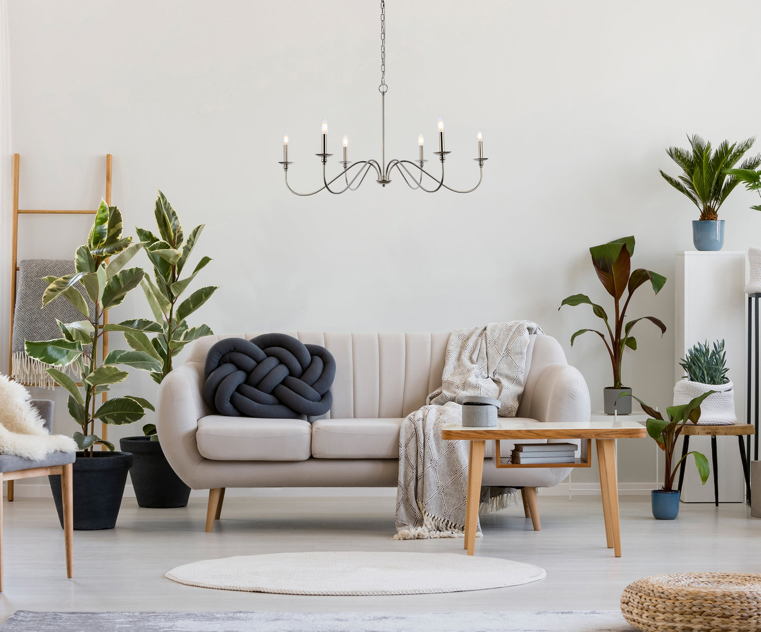 Elegant Lighting - LD5056D42PN - Six Light Chandelier - Rohan - Polished Nickel