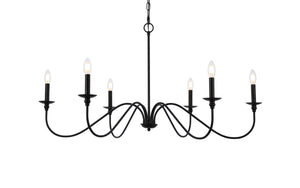 Elegant Lighting - LD5056D42MB - Six Light Chandelier - Rohan - Matte Black