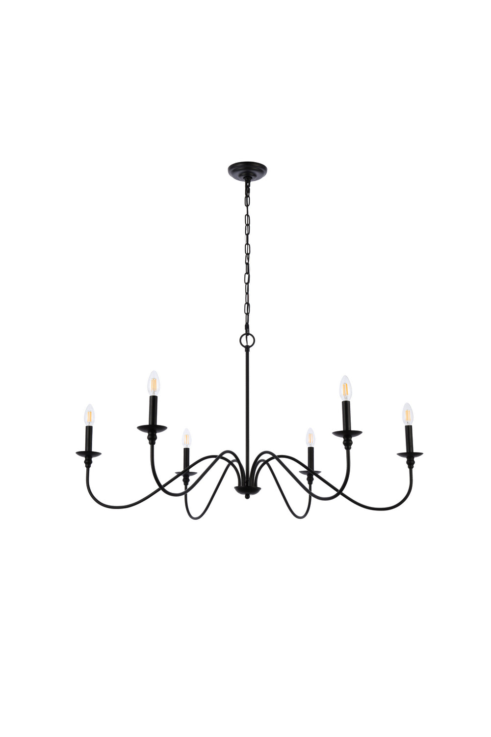 Elegant Lighting - LD5056D42MB - Six Light Chandelier - Rohan - Matte Black