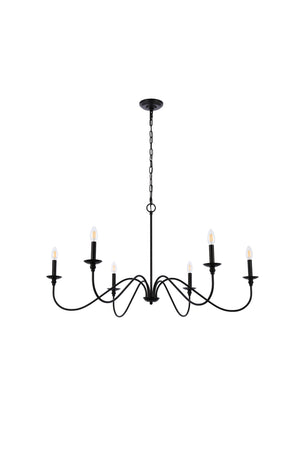 Elegant Lighting - LD5056D42MB - Six Light Chandelier - Rohan - Matte Black