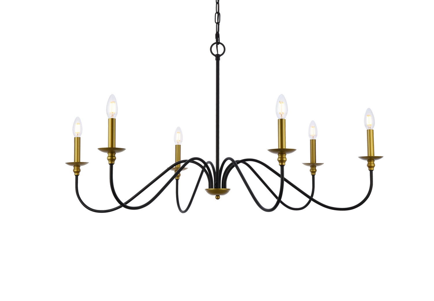 Elegant Lighting - LD5056D42BRB - Six Light Chandelier - Rohan - Brass And Black