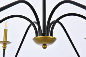 Elegant Lighting - LD5056D42BRB - Six Light Chandelier - Rohan - Brass And Black