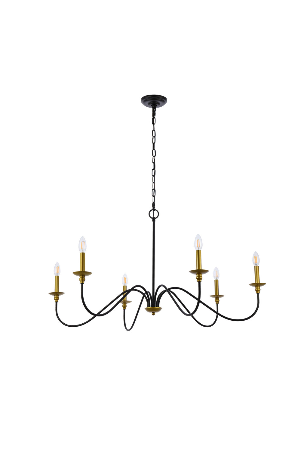 Elegant Lighting - LD5056D42BRB - Six Light Chandelier - Rohan - Brass And Black