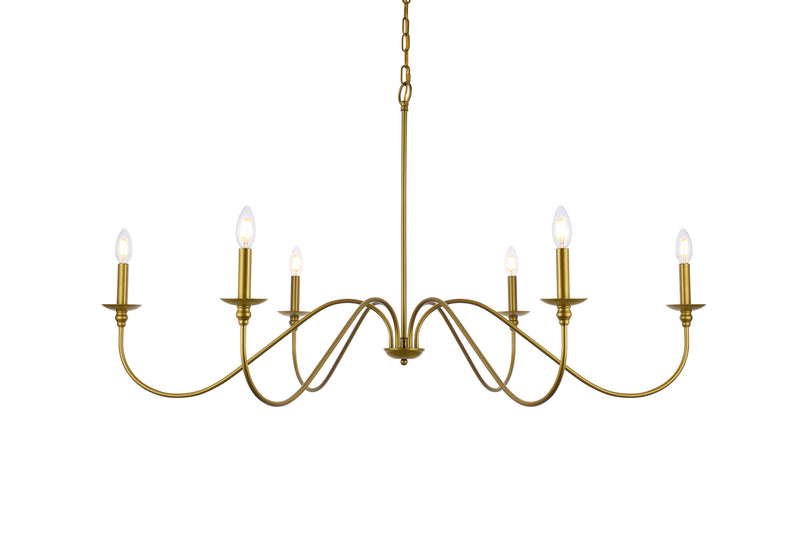 Elegant Lighting - LD5056D48BR - Six Light Chandelier - Rohan - Brass