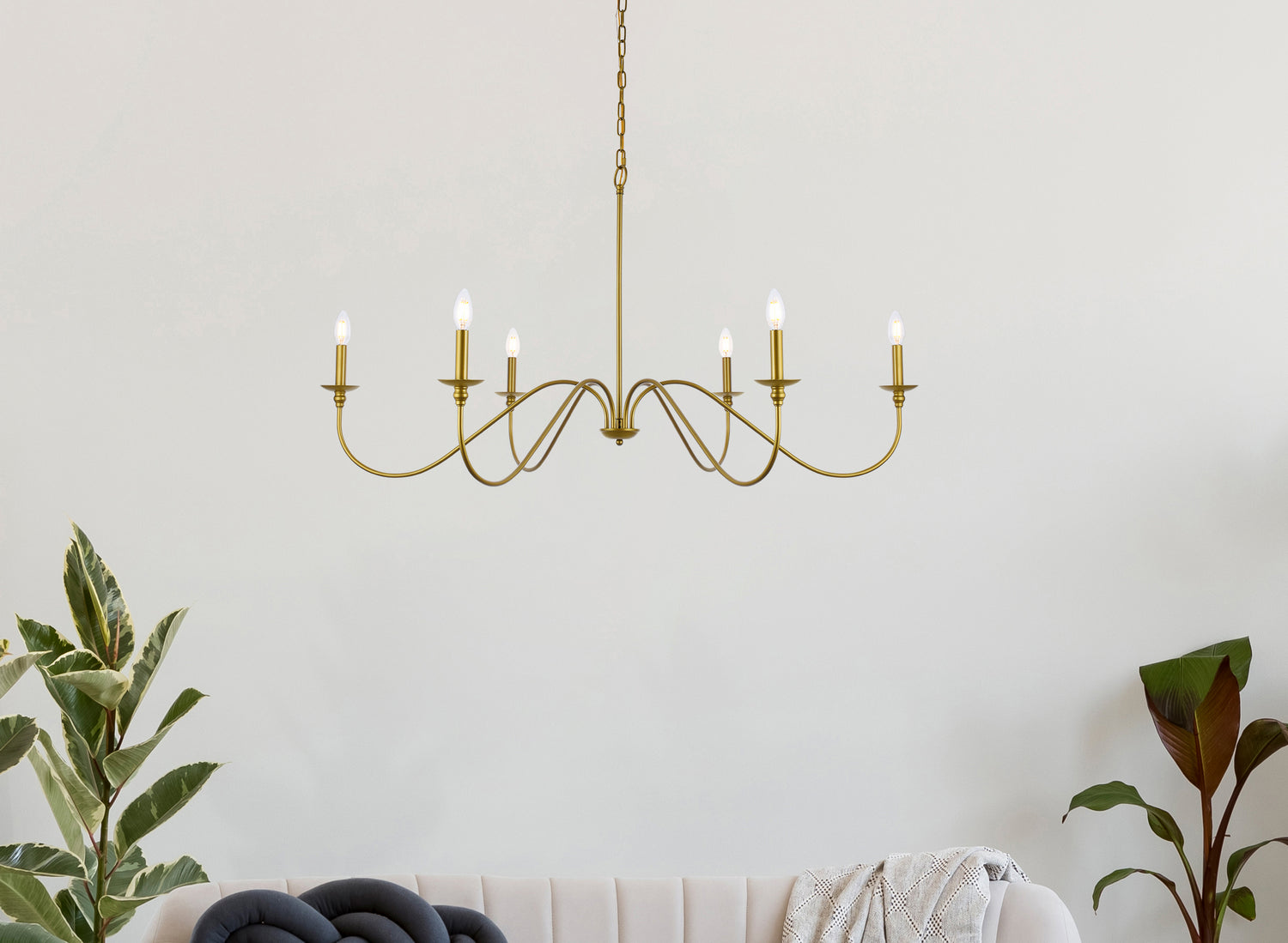 Elegant Lighting - LD5056D48BR - Six Light Chandelier - Rohan - Brass