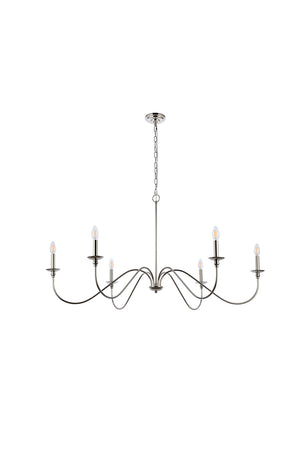 Elegant Lighting - LD5056D48PN - Six Light Chandelier - Rohan - Polished Nickel