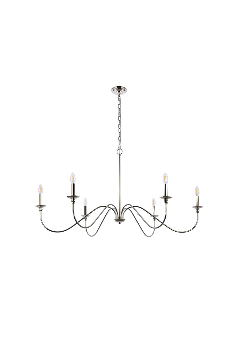 Elegant Lighting - LD5056D48PN - Six Light Chandelier - Rohan - Polished Nickel