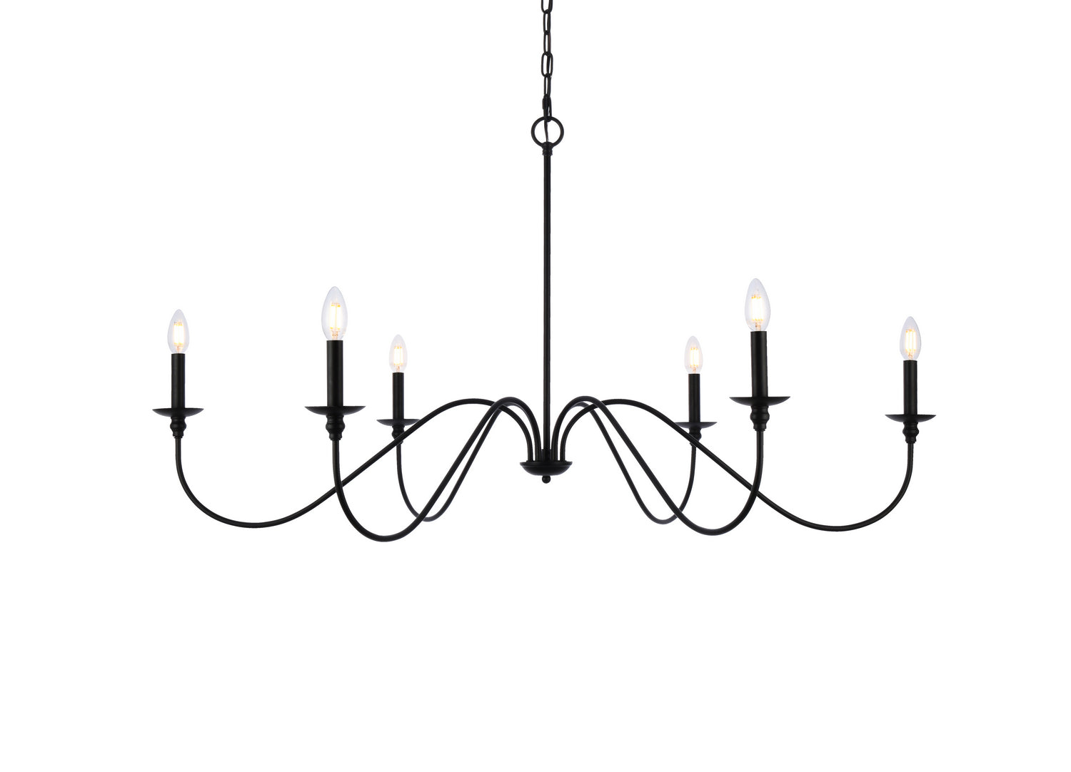 Elegant Lighting - LD5056D48MB - Six Light Chandelier - Rohan - Matte Black