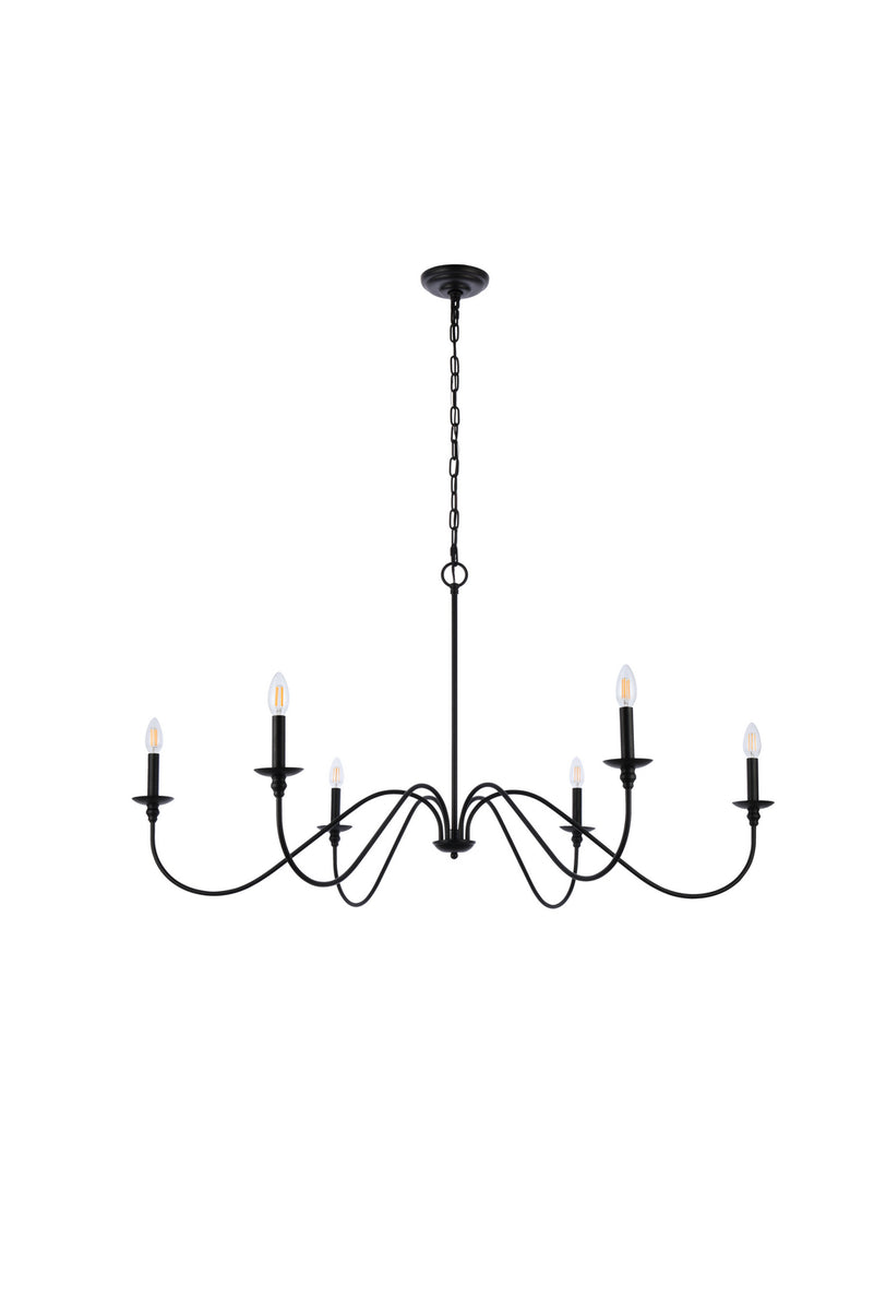 Elegant Lighting - LD5056D48MB - Six Light Chandelier - Rohan - Matte Black