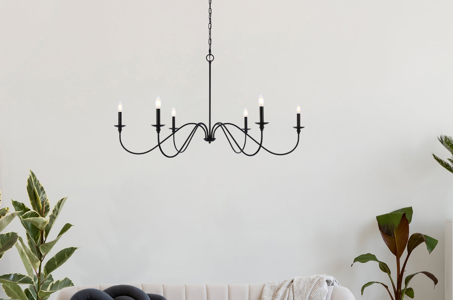 Elegant Lighting - LD5056D48MB - Six Light Chandelier - Rohan - Matte Black