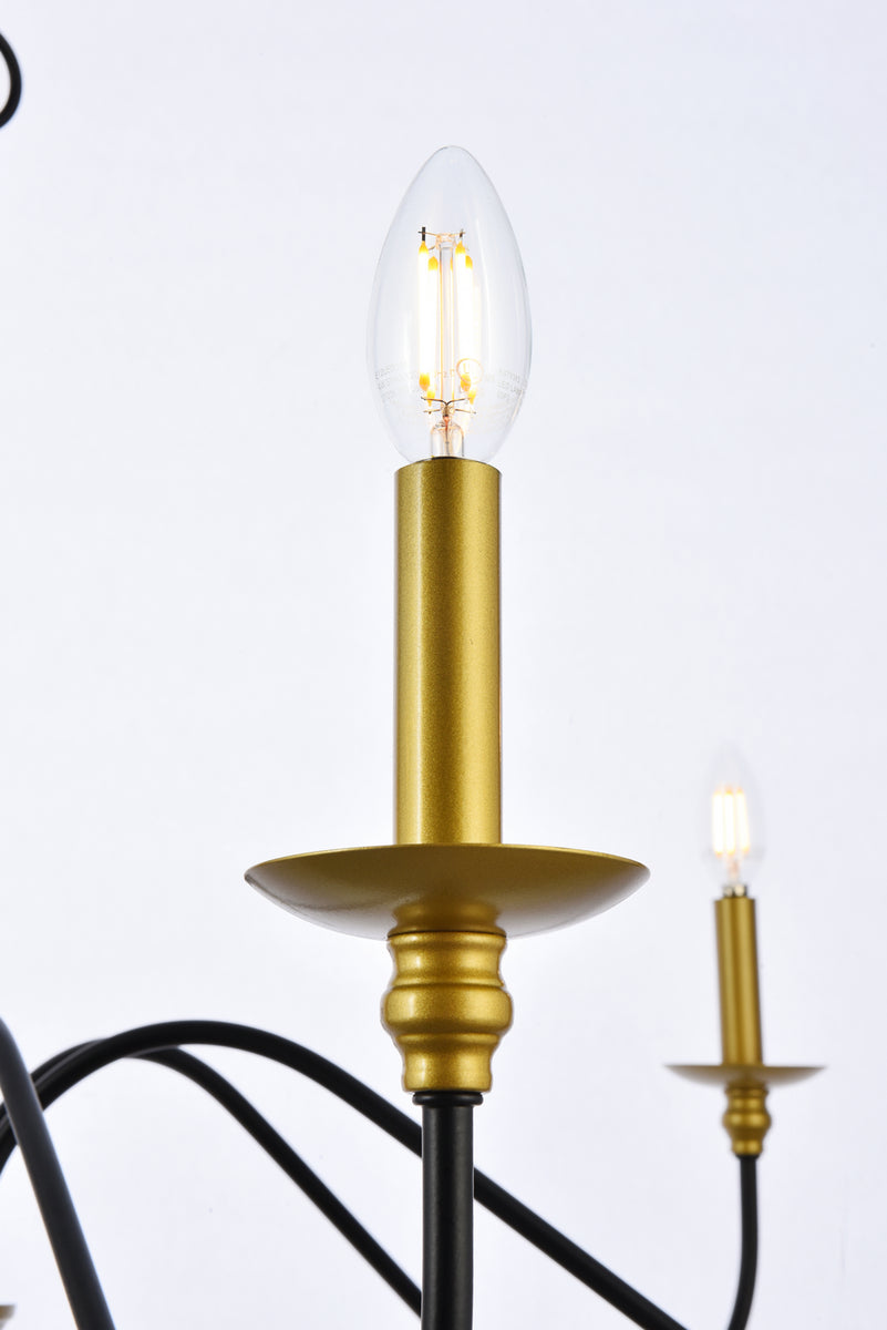 Elegant Lighting - LD5056D48BRB - Six Light Chandelier - Rohan - Brass And Black