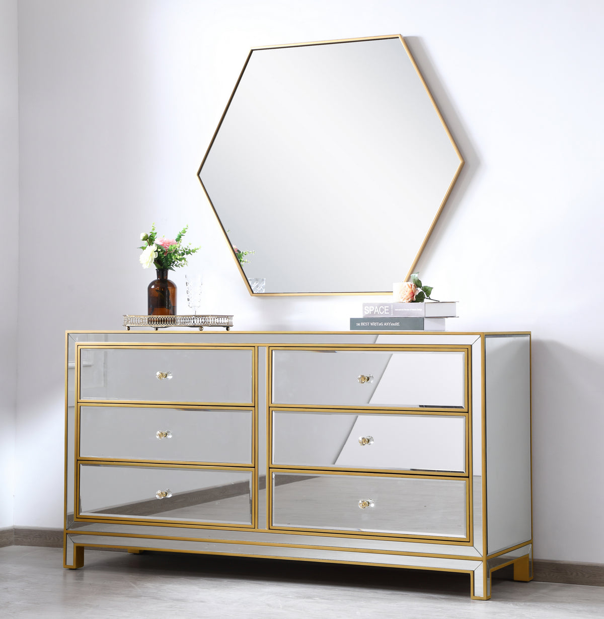 Elegant Lighting - MF72036G - Dresser - REFLEXION - Antique Gold