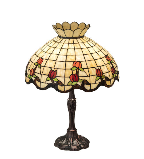 Meyda Tiffany - 104175 - Three Light Table Lamp - Roseborder - Mahogany Bronze