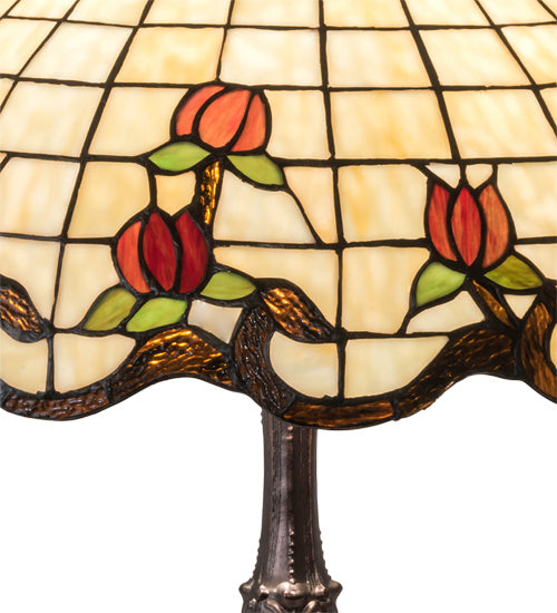 Meyda Tiffany - 104175 - Three Light Table Lamp - Roseborder - Mahogany Bronze