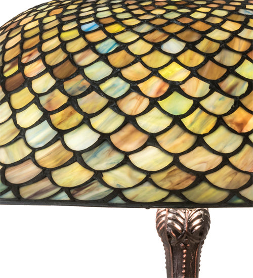 Meyda Tiffany - 147470 - Three Light Table Lamp - Tiffany Fishscale - Mahogany Bronze