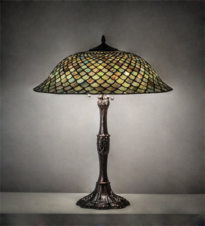 Meyda Tiffany - 147470 - Three Light Table Lamp - Tiffany Fishscale - Mahogany Bronze