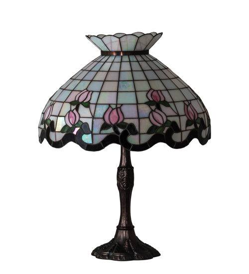 Meyda Tiffany - 232791 - Three Light Table Lamp - Roseborder - Mahogany Bronze