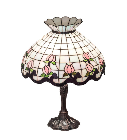 Meyda Tiffany - 232791 - Three Light Table Lamp - Roseborder - Mahogany Bronze