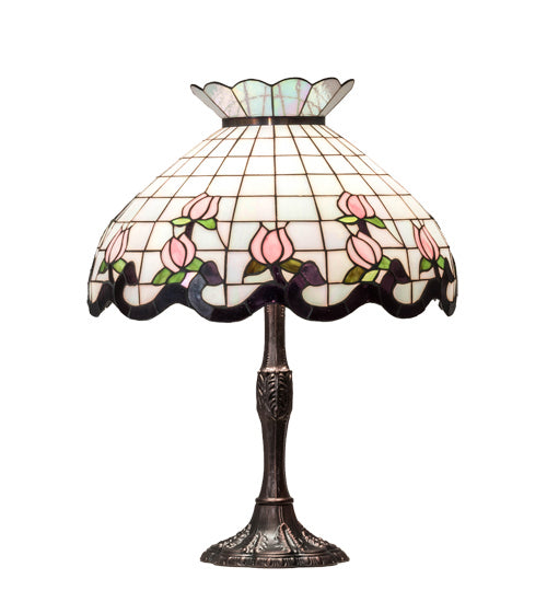 Meyda Tiffany - 232791 - Three Light Table Lamp - Roseborder - Mahogany Bronze