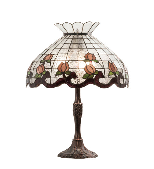 Meyda Tiffany - 232794 - Three Light Table Lamp - Roseborder - Mahogany Bronze