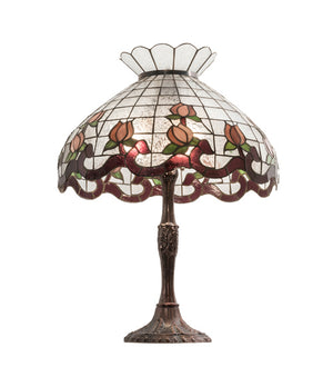 Meyda Tiffany - 232794 - Three Light Table Lamp - Roseborder - Mahogany Bronze