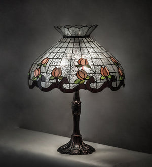 Meyda Tiffany - 232794 - Three Light Table Lamp - Roseborder - Mahogany Bronze