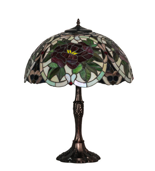 Meyda Tiffany - 232798 - Three Light Table Lamp - Renaissance Rose - Mahogany Bronze